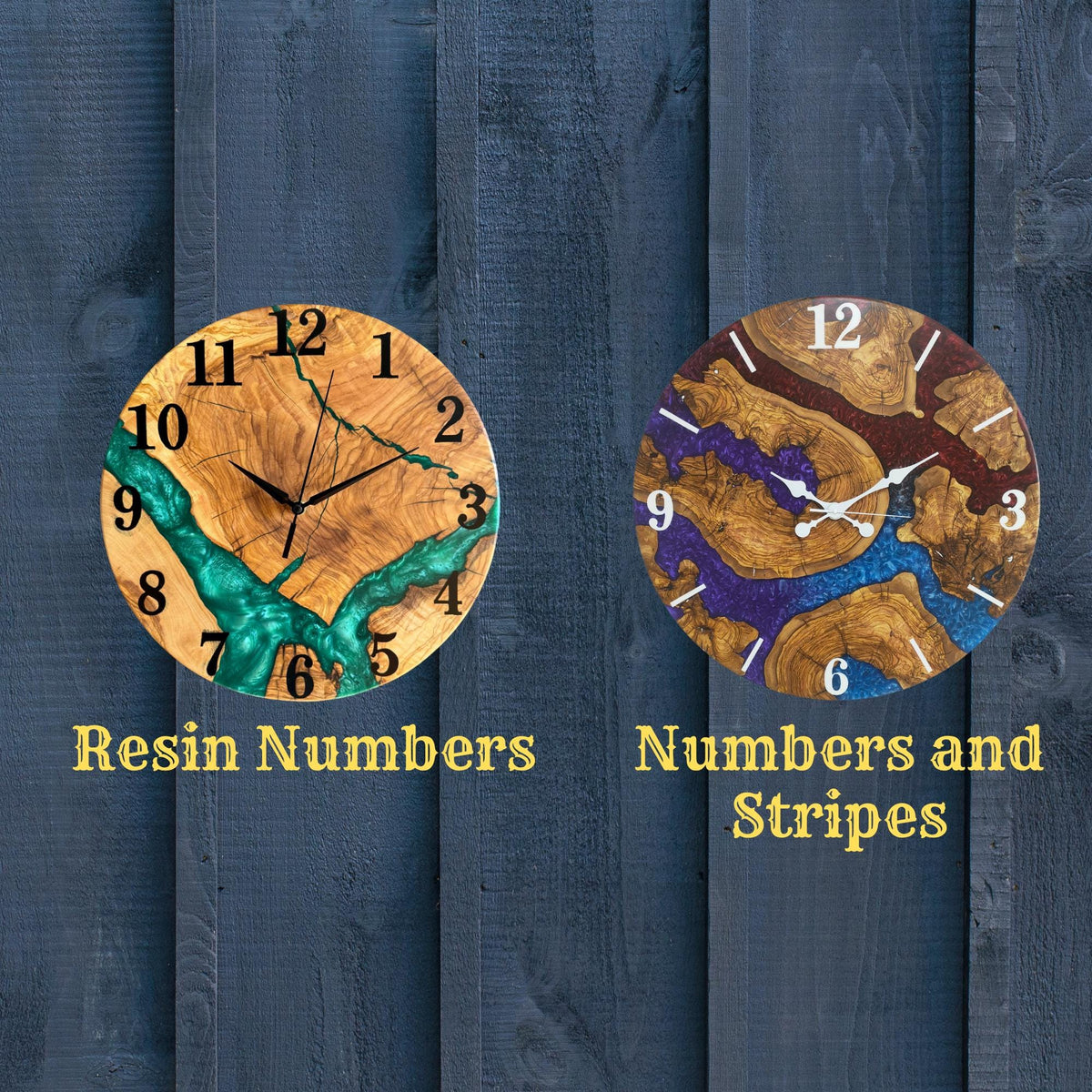 Olive Wood Epoxy Resin Wall Clock, Personalized Wooden Wall Clock: Modern Home Decor