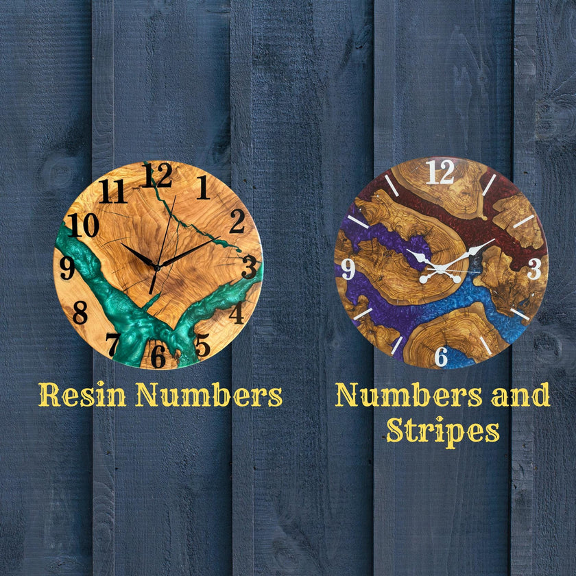 Chakra Inspired Epoxy & Olive Wood Wall Clock | Handmade Colorful Resin Art | Spiritual Home Decor