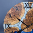Large Ocean Epoxy Clock with Roman Numerals | 24''- 40'' Olive Wood and Resin Wall Clock | Live Edge Coastal Decor