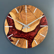 Olive Wood and Epoxy Wall Clock, Large Rustic Resin Clock: Unique Live Edge Olive Tree Slice Art