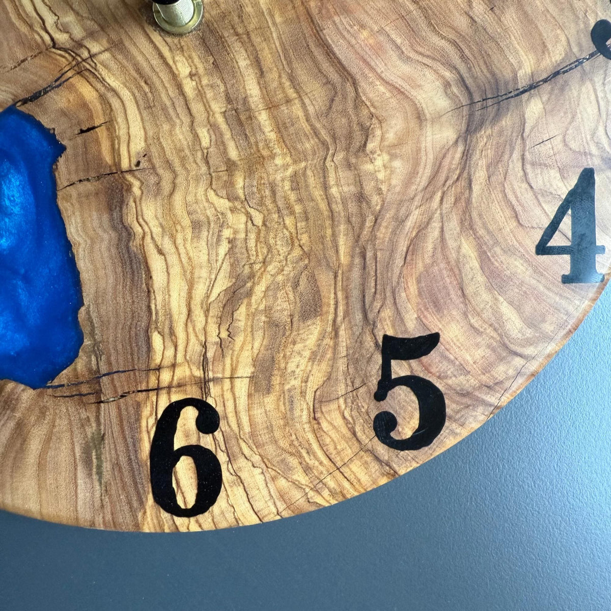 Epoxy Resin and Olive Wood Wall Clock | Wall Clock Modern | Kitchen Wall Clock | Unique Large Wall Clock
