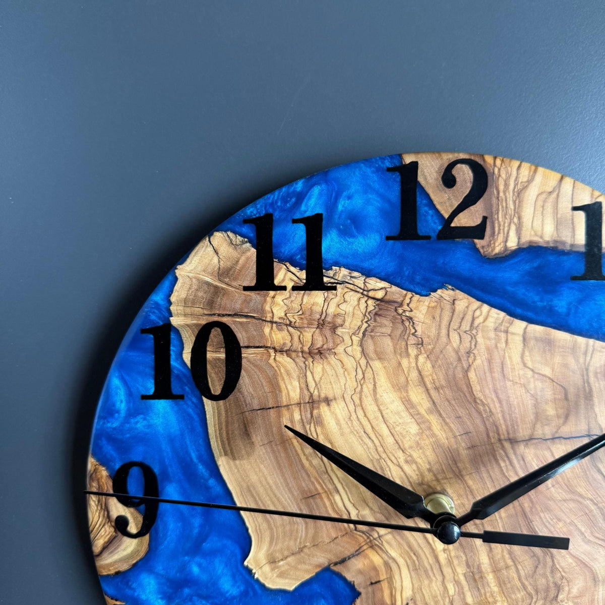 Epoxy Resin and Olive Wood Wall Clock | Wall Clock Modern | Kitchen Wall Clock | Unique Large Wall Clock