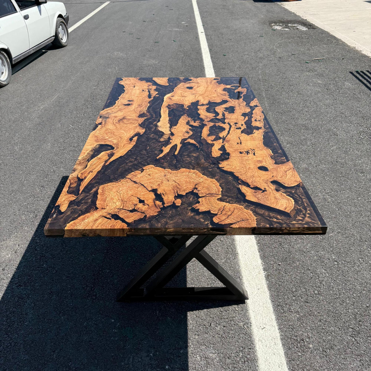 Epoxy Dining Table, Live Edge Resin Table: Modern Solid Wood Furniture