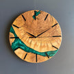 Olive Wood and Epoxy Wall Clock, Large Rustic Resin Clock: Unique Live Edge Olive Tree Slice Art
