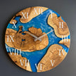 Olive Wood Epoxy Resin Wall Clock, Personalized Wooden Wall Clock: Ocean Resin Art