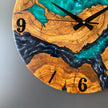 Epoxy Resin and Olive Wood Wall Clock | Live Edge Wood Slice Clock | Rustic Farmhouse Decor | Unique Handmade Modern Wall Clock