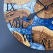 Large Ocean Epoxy Clock with Roman Numerals | 24''- 40'' Olive Wood and Resin Wall Clock | Live Edge Coastal Decor