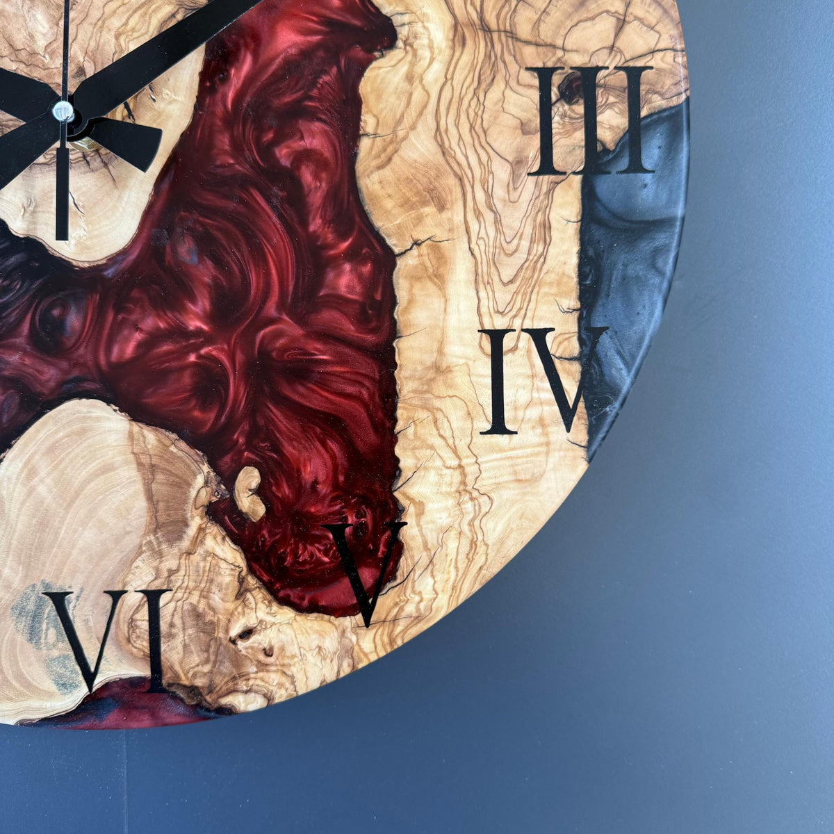 Epoxy Resin and Olive Wood Wall Clock | Wall Clock Modern | Kitchen Wall Clock | Unique Handmade Modern Wall Clock