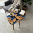 Handmade Olive Wood & Epoxy Nesting Tables, Modern Live Edge Coffee Table Set