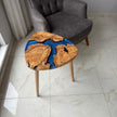 Olive Wood Epoxy Side Table: Handmade Live Edge Accent Table
