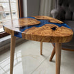 Olive Wood Epoxy Side Table: Handmade Live Edge Accent Table