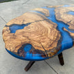 Large Olive Wood Epoxy Coffee Table | Modern Live Edge Centerpiece | Custom Solid Wood Furniture
