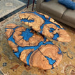 Large Olive Wood Epoxy Coffee Table | Modern Live Edge Centerpiece | Custom Solid Wood Furniture