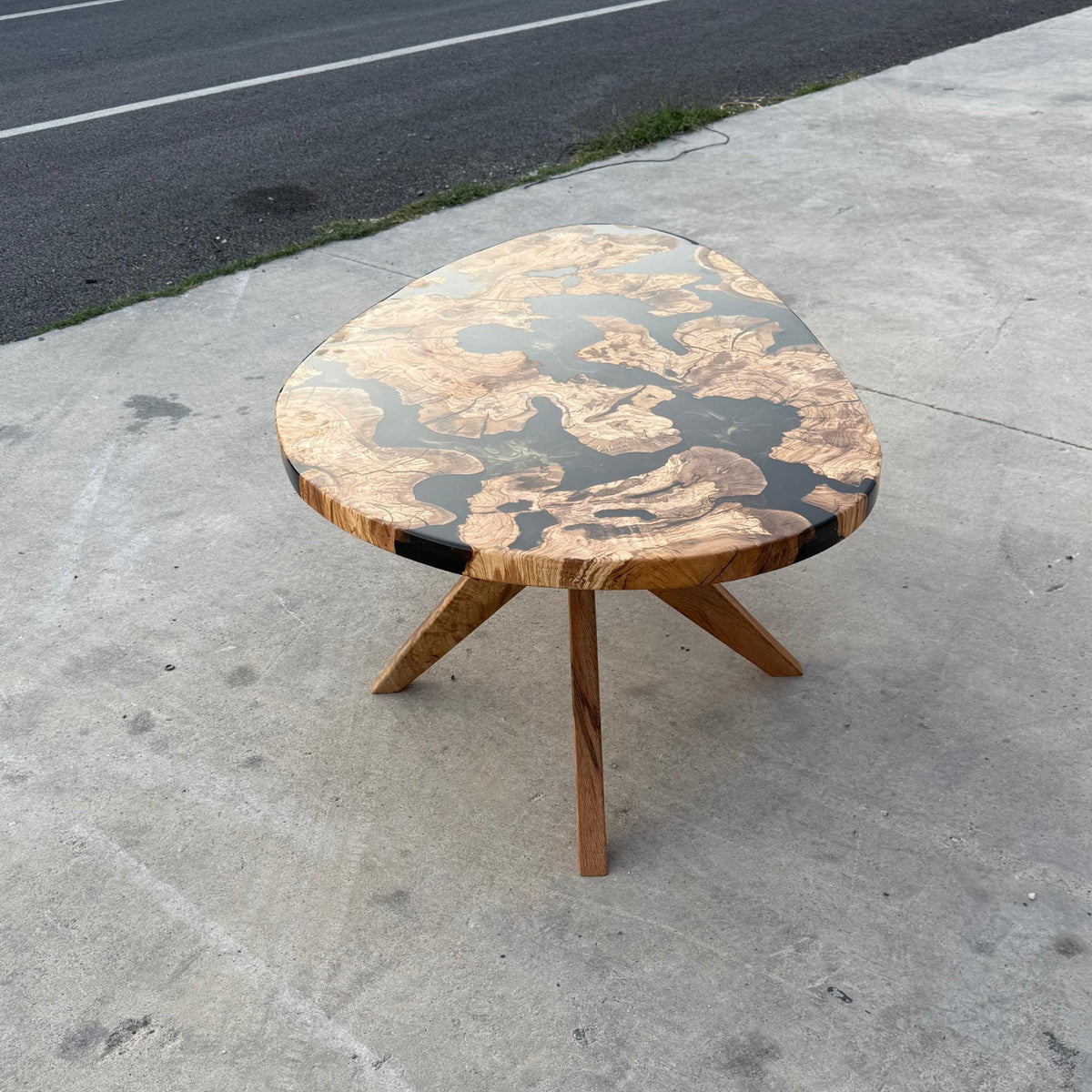 Olive Wood Epoxy Coffee Table: Custom Made to Order Solid Wood Centerpiece