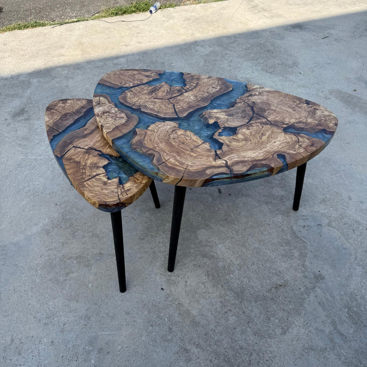 Epoxy Olive Wood Coffee Table: Custom Resin River End Table, Handmade Rustic Home Decor