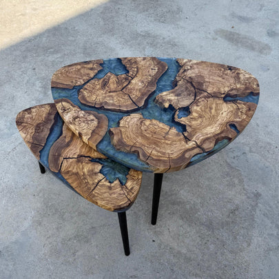 Epoxy Olive Wood Coffee Table: Custom Resin River End Table, Handmade Rustic Home Decor