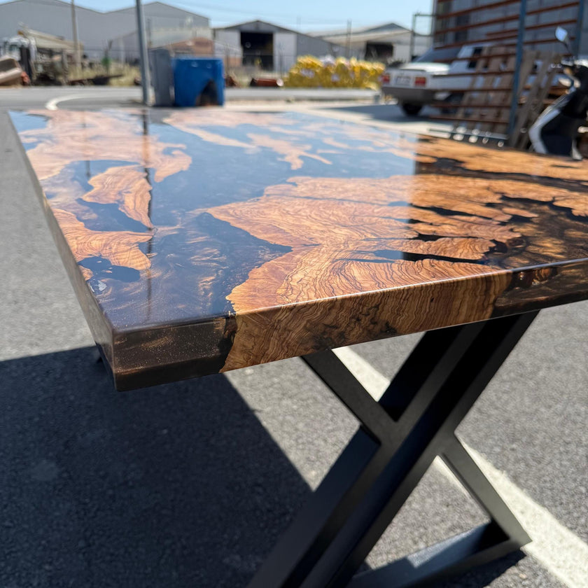 Epoxy Dining Table, Live Edge Resin Table: Modern Solid Wood Furniture