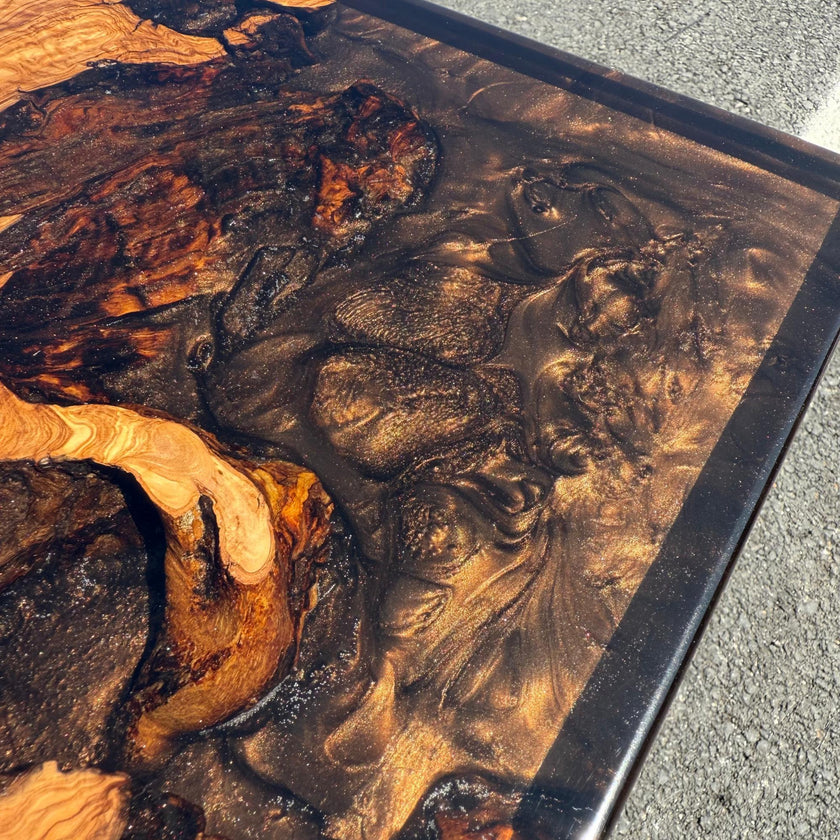 Epoxy Dining Table, Live Edge Resin Table: Modern Solid Wood Furniture