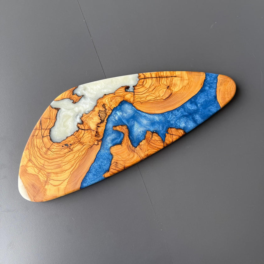 Olive Wood & Epoxy Charcuterie Board | Handmade Resin Serving Board | Luxury Cheese Board Gift | Rustic Kitchen Decor
