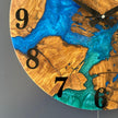 Handmade Olive Wood & Epoxy Wall Clock – Natural Modern Home Decor – Silent Mechanism