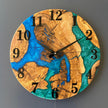 Handmade Olive Wood & Epoxy Wall Clock – Natural Modern Home Decor – Silent Mechanism
