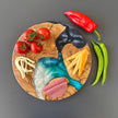 Round Charcuterie Board, Olive Wood Serving Tray, Cheese Platter, Rustic Kitchen Gift