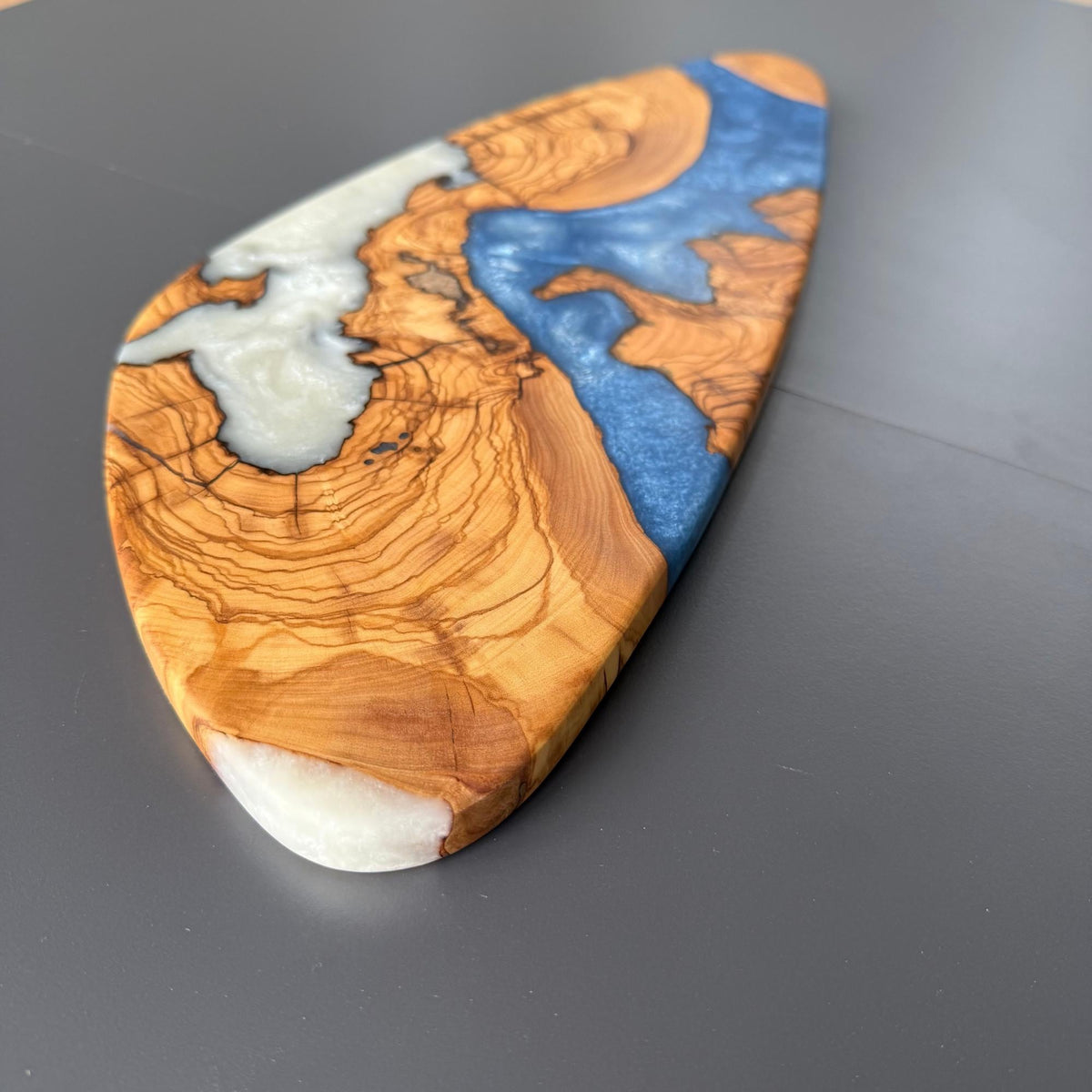 Olive Wood & Epoxy Charcuterie Board | Handmade Resin Serving Board | Luxury Cheese Board Gift | Rustic Kitchen Decor