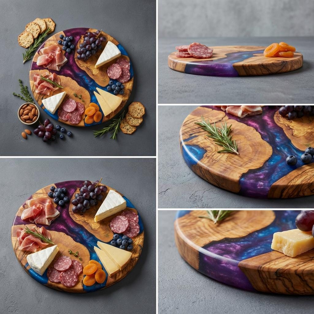 Round Charcuterie Board, Olive Wood Grazing Board, Cheese Platter, Rustic Kitchen Gift