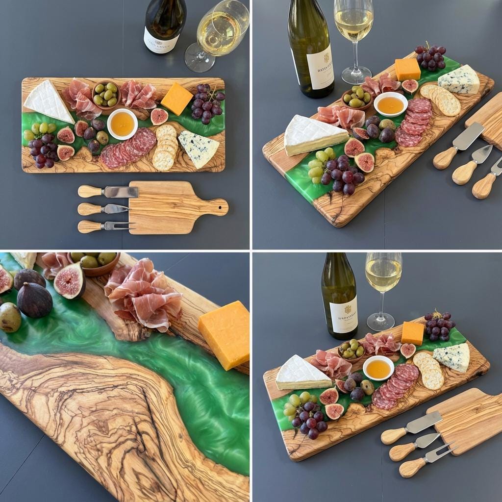 Personalized Olive Wood Charcuterie Board, Custom Serving & Cheese Plate, Engraved Kitchen Board