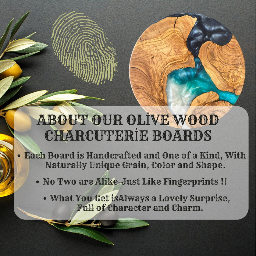 Round Charcuterie Board, Olive Wood Serving Tray, Cheese Platter, Rustic Kitchen Gift