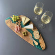 Red Epoxy Olive Wood Charcuterie Board, Handmade Cheese Board, Serving Platter, Rustic Kitchen Gift