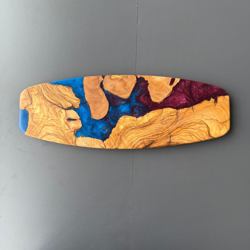 Olive Wood Epoxy Charcuterie Board, Grazing Board, Wine Snack Platter