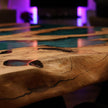 Personalized Epoxy Dining Table, Live Edge Resin Table: Modern Solid Olive Wood Furniture