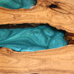 Personalized Epoxy Dining Table, Live Edge Resin Table: Modern Solid Olive Wood Furniture
