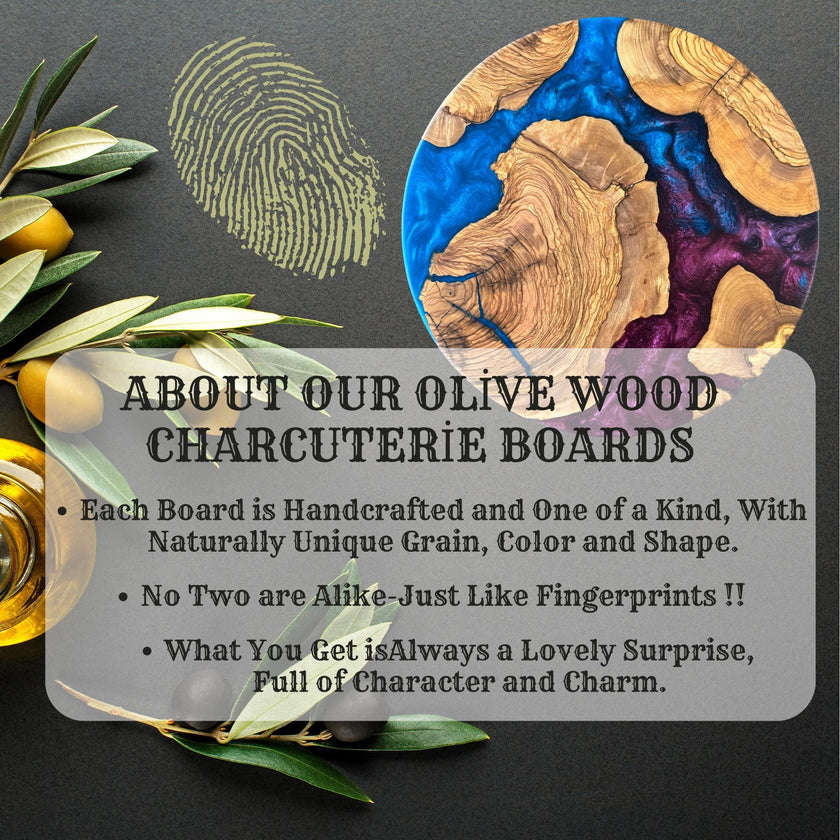Round Charcuterie Board, Olive Wood Grazing Board, Cheese Platter, Rustic Kitchen Gift