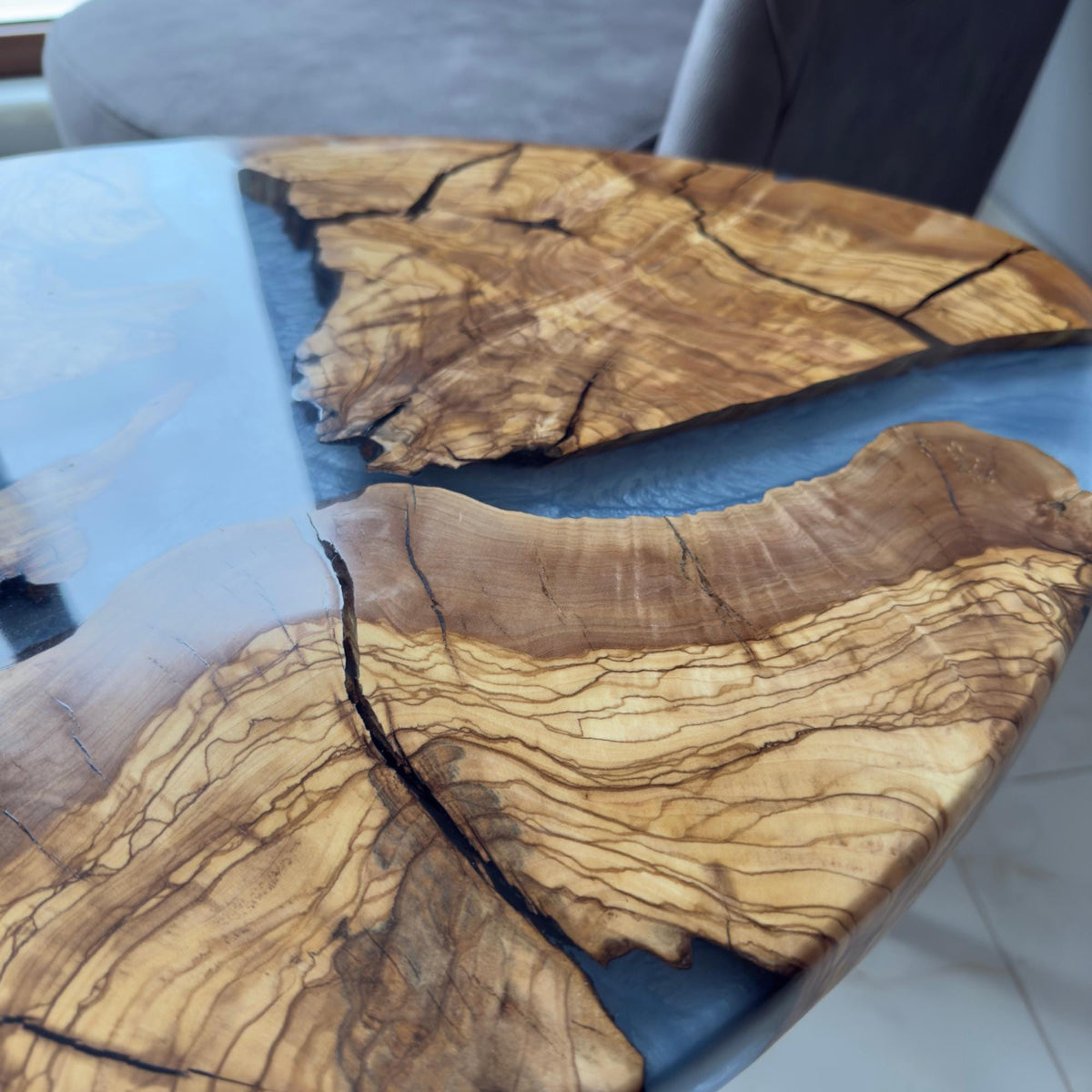 Handmade Olive Wood Epoxy Resin Nesting Tables – Luxury Side Tables for Modern Living Room