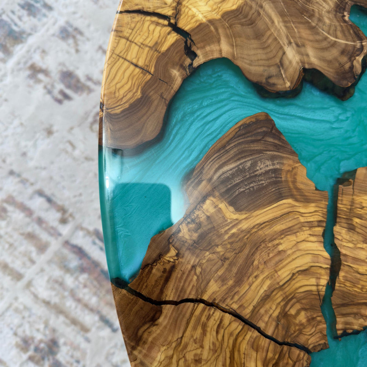 Handmade Olive Wood Epoxy Resin Coffee Table – Luxury Natural Center Table
