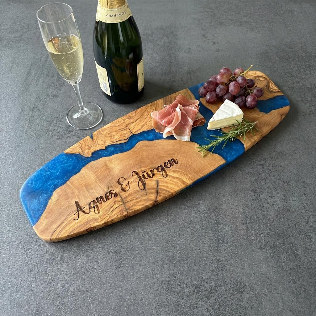 Olive Wood Sushi Board with Epoxy Resin | Handmade Sashimi Serving Board | Japanese Style Serving Tray | Charcuterie Board | Kitchen Gift