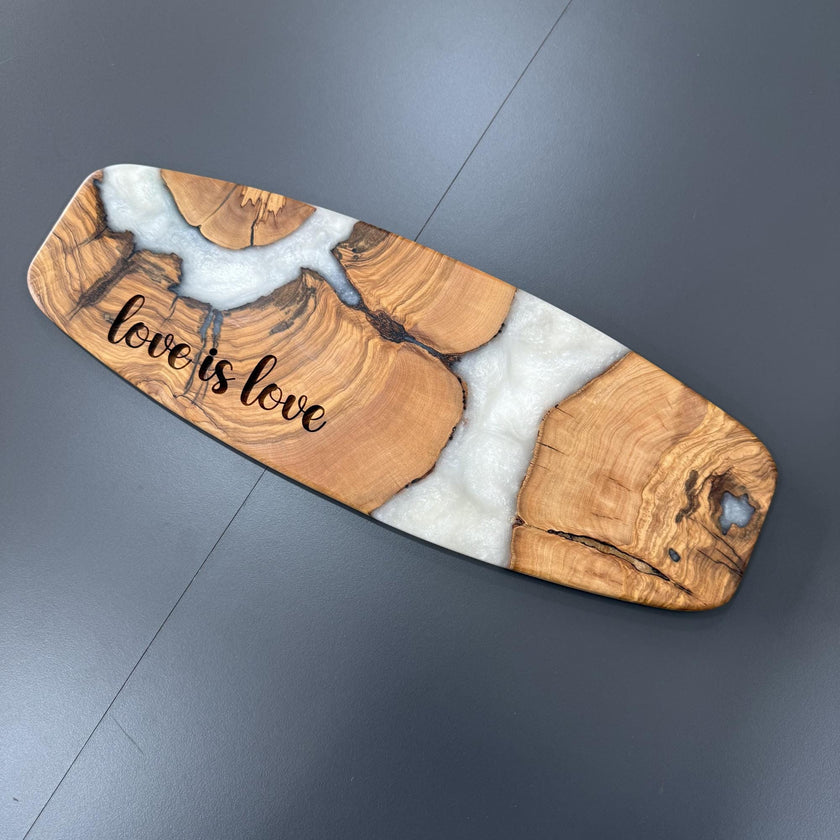 Olive Wood Epoxy Charcuterie Board, Grazing Board, Wine Snack Platter