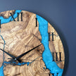 Large Epoxy Resin Olive Wood Wall Clock – Statement Wooden Wall Art, Handmade Unique Clock