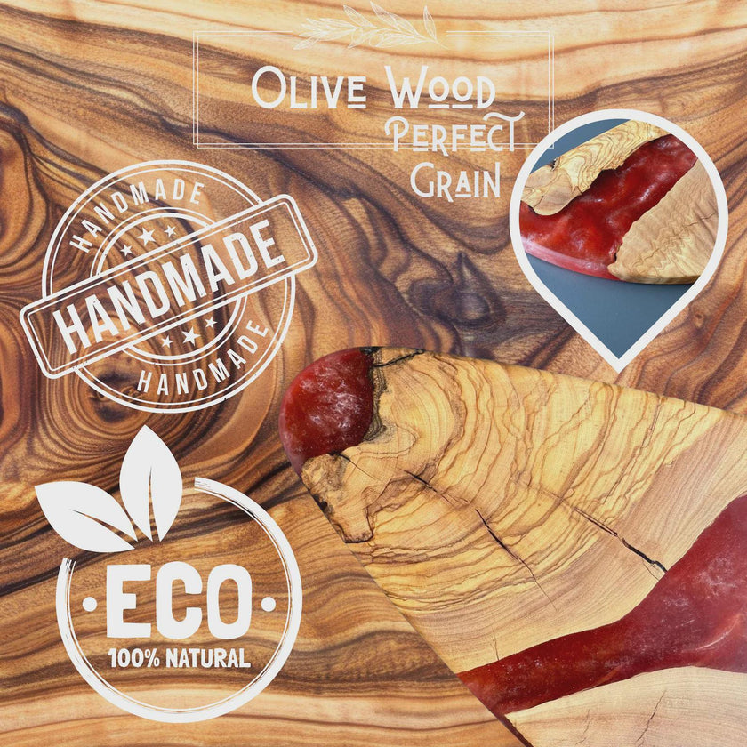Turquoise Epoxy Olive Wood Charcuterie Board, Handmade Cheese Board, Grazing Platter