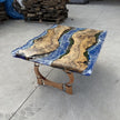 Ocean Wave Epoxy Resin Coffe Table | Olive Wood Coastal Table with Real Seashells & Moss | Functional Art Beach Decor