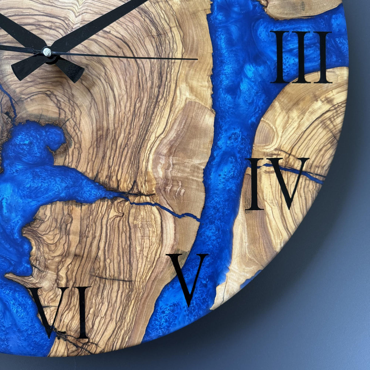 Personalized Epoxy Resin Wood Wall Clock – Unique Rustic Modern Home Decor, Large Wooden Wall Art
