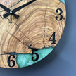Large Wooden Epoxy Wall Clock – Handmade Olive Wood Resin Clock, Unique Housewarming Gift