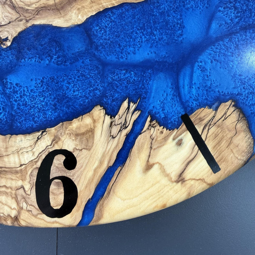 Luxury Olive Wood Epoxy Wall Clock – Handmade Resin Wood Clock, Designer Wall Decor