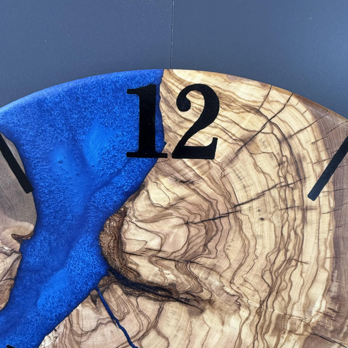 Luxury Olive Wood Epoxy Wall Clock – Handmade Resin Wood Clock, Designer Wall Decor