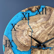 Large Epoxy Resin Olive Wood Wall Clock – Statement Wooden Wall Art, Handmade Unique Clock
