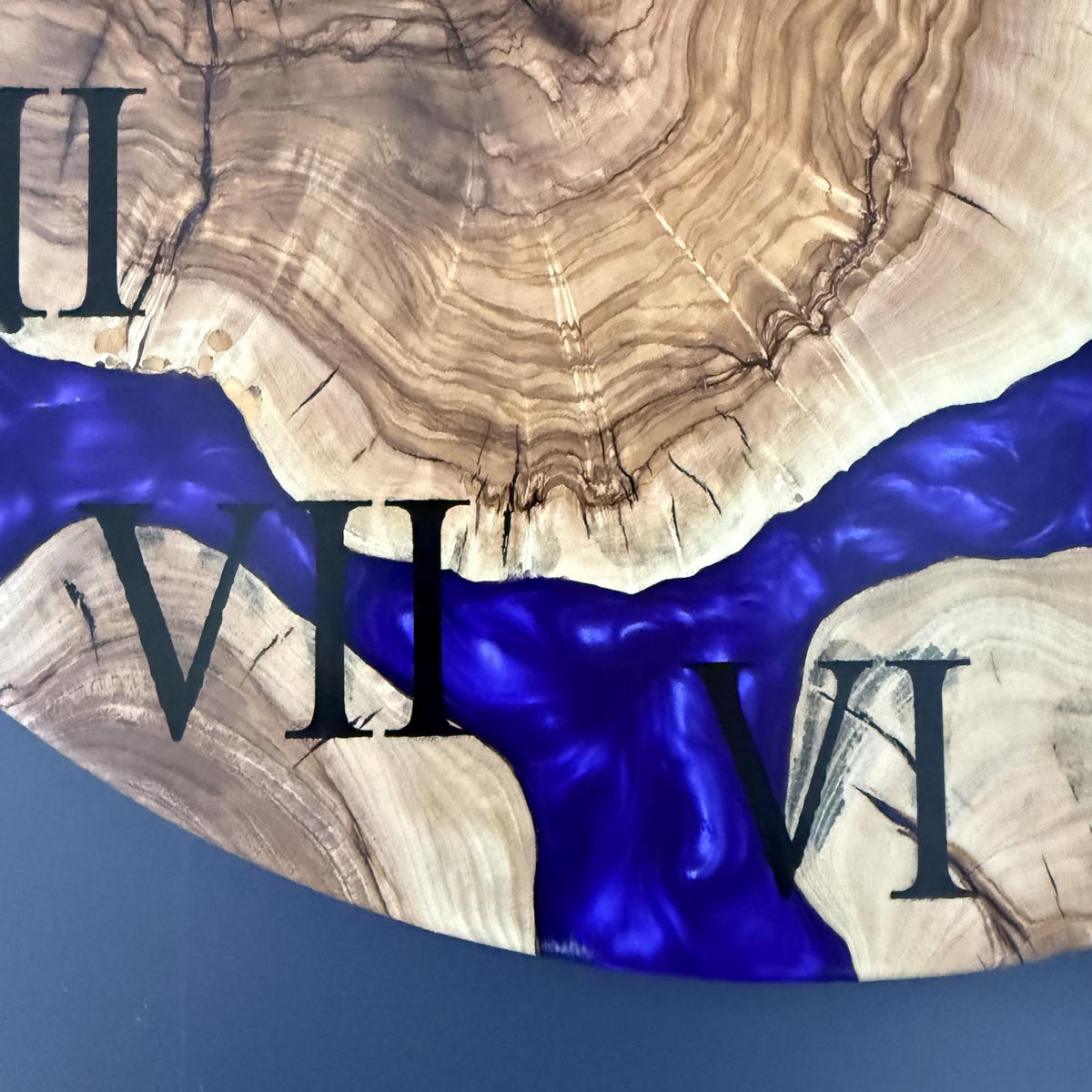 Ready to Ship 20” Olive Wood Epoxy Wall Clock – Handmade Large Resin Wood Clock
