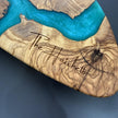 Turquoise Epoxy Olive Wood Charcuterie Board, Handmade Cheese Board, Grazing Platter