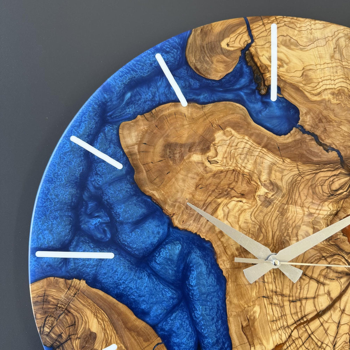 Custom Olive Wood Epoxy Wall Clock – Personalized Handmade Resin Wood Clock